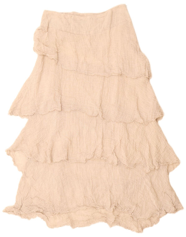 VINTAGE Womens High Waist Tiered Skirt W28 Medium Beige