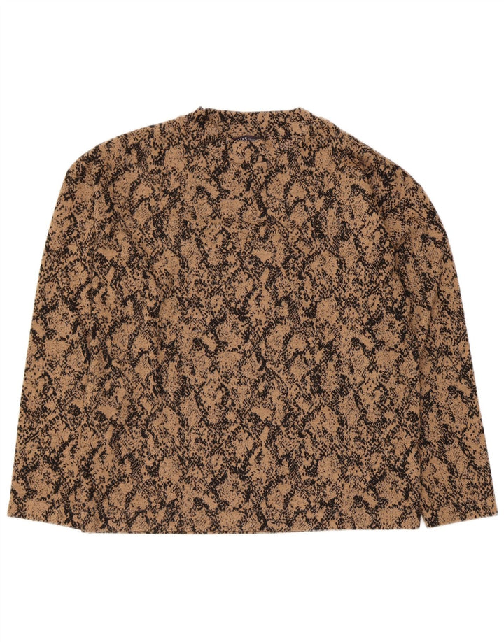 MARKS & SPENCER Damen Top Langarm UK 10 Kleiner brauner Tierdruck
