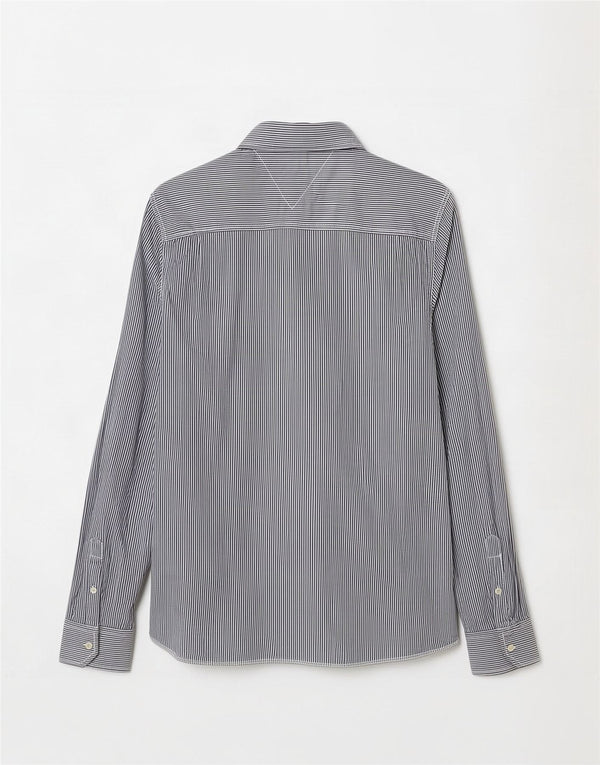 Tommy Hilfiger Herren Slim Fit Hemd 2XL Grau Nadelstreifen Baumwolle