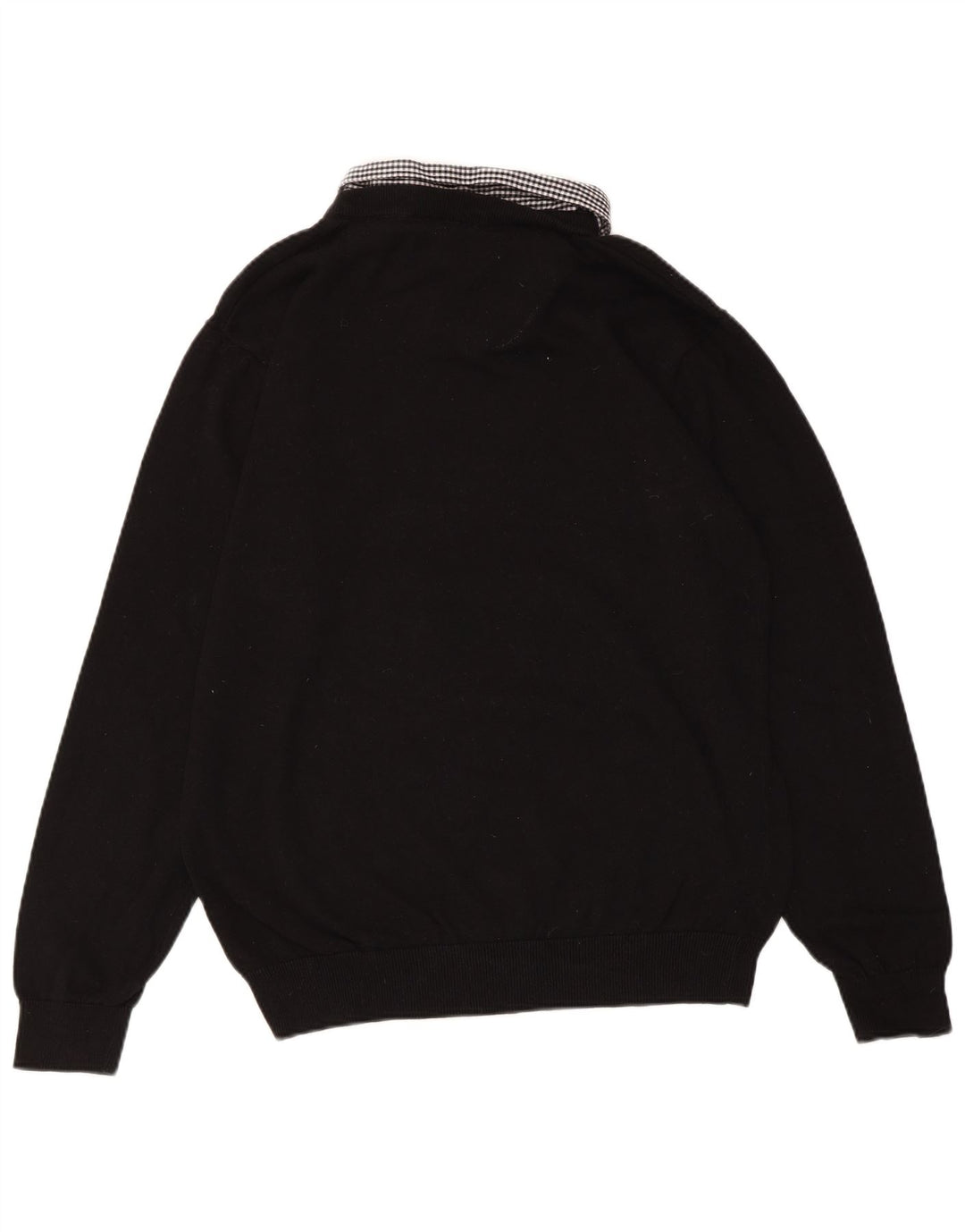 PIERRE CARDIN Damen Pullover mit V-Ausschnitt UK 18 XL Schwarz karierte Baumwolle