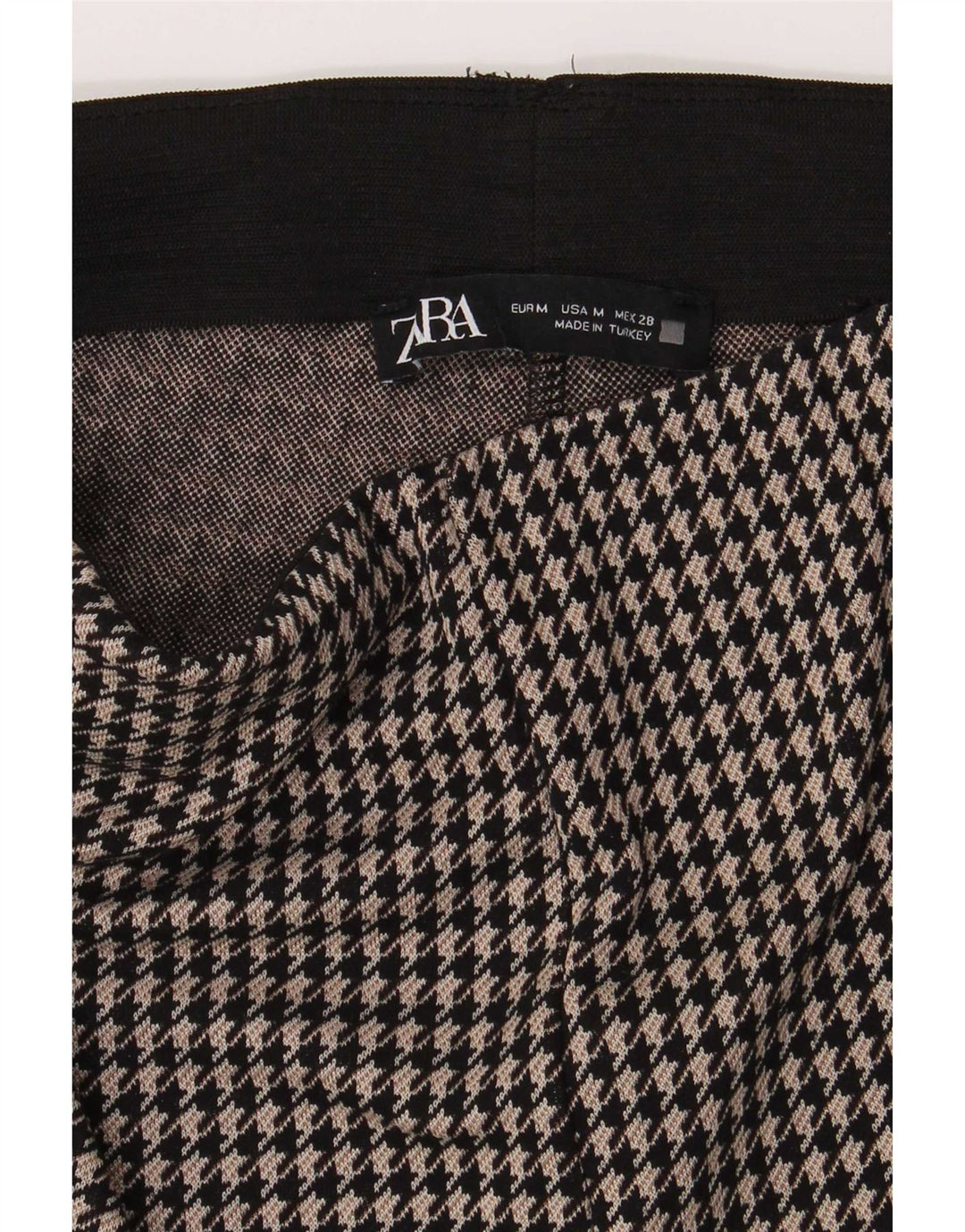 Zara Damen Leggings UK 14 Medium Schwarz Hahnentritt