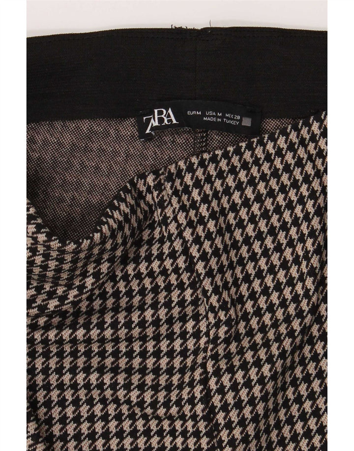 Zara Damen Leggings UK 14 Medium Schwarz Hahnentritt