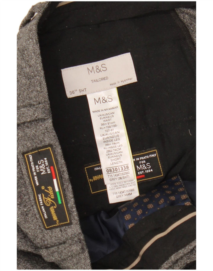 Maßgeschneiderte, gerade Anzughose für Herren von Marks & Spencer, W36, L29, Grau meliert