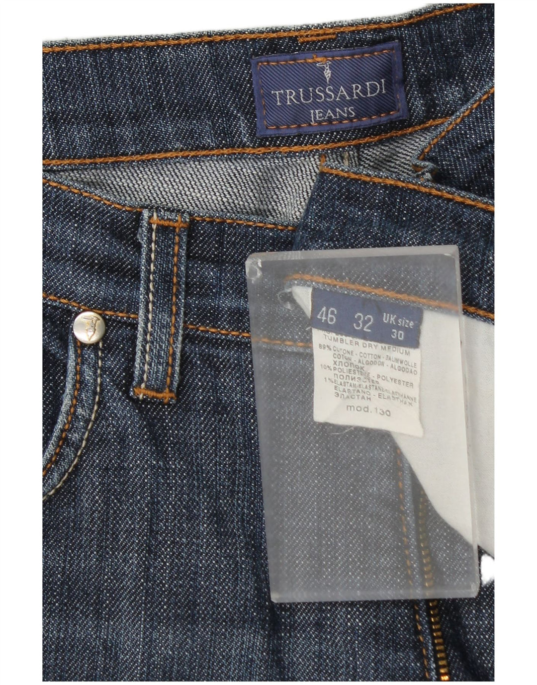 TRUSSARDI Damen Straight Jeans W30 L31 Blaue Baumwolle