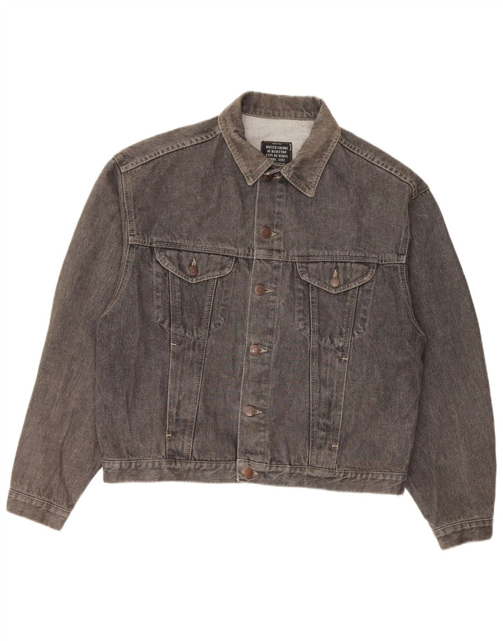 Benetton Herren-Jeansjacke in Übergröße, IT 46, Größe S, Grau, Baumwolle