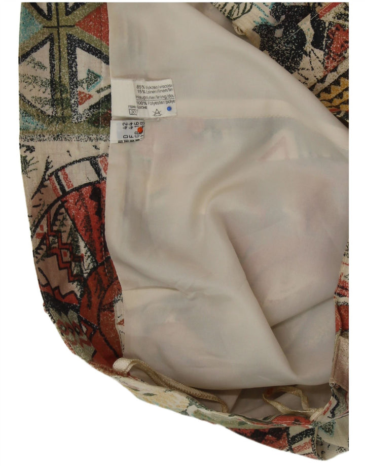 VINTAGE Damen Faltenrock UK 16 Groß W32 Mehrfarbig Geometrisch