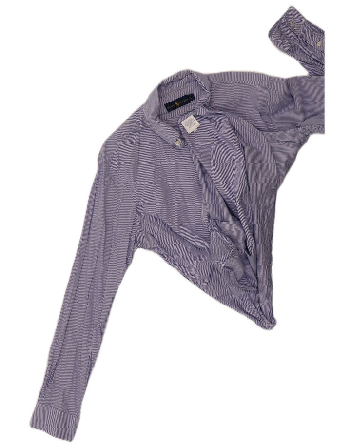 Ralph Lauren Herrenhemd, groß, blau gestreift, Baumwolle