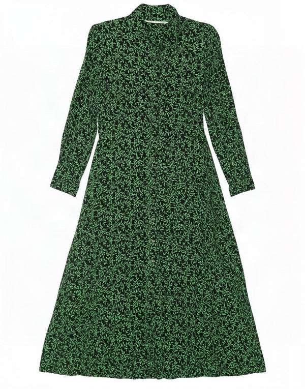 Zara Damen Ärmelloses Maxikleid UK 12 Mittelgrün geblümt