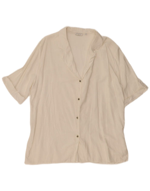 Vintage Damen Kurzarm-Hemdbluse UK 18 XL Weiß