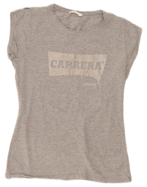 Carrera Damen Grafik-T-Shirt-Oberteil UK 12 Mittelgrau