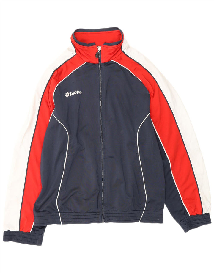 LOTTO Herren-Trainingsanzug-Oberteil, Jacke, groß, marineblau, Farbblock-Polyester