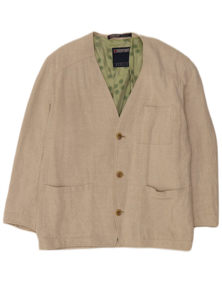 Redpoint Herren-Blazer mit 3 Knöpfen, IT 48, mittelbeige, Fischgrätenmuster aus Baumwolle