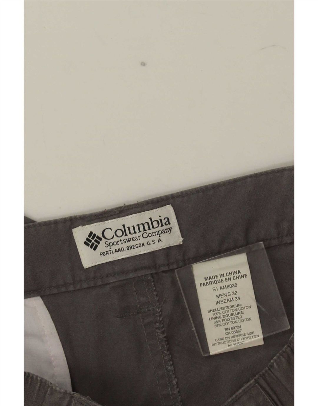 Columbia Herren gerade Cargohose W32 L34 graue Baumwolle