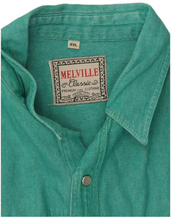 Melville Herrenhemd 2XL Grüne Baumwolle