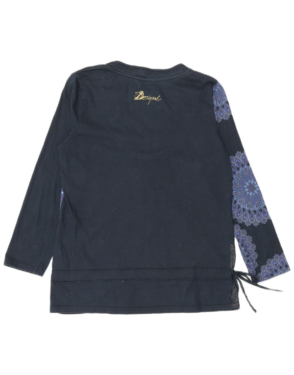 Desigual Womens Graphic Top Langarm UK 18 XL Marineblau mit Blumenmuster