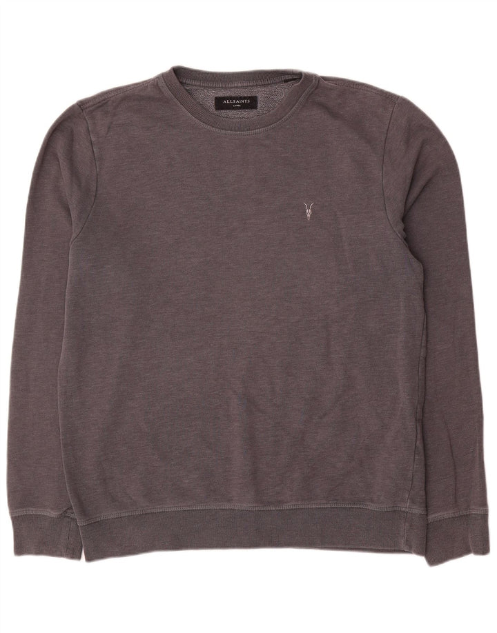 All Saints Herren-Sweatshirt-Pullover, große graue Baumwolle