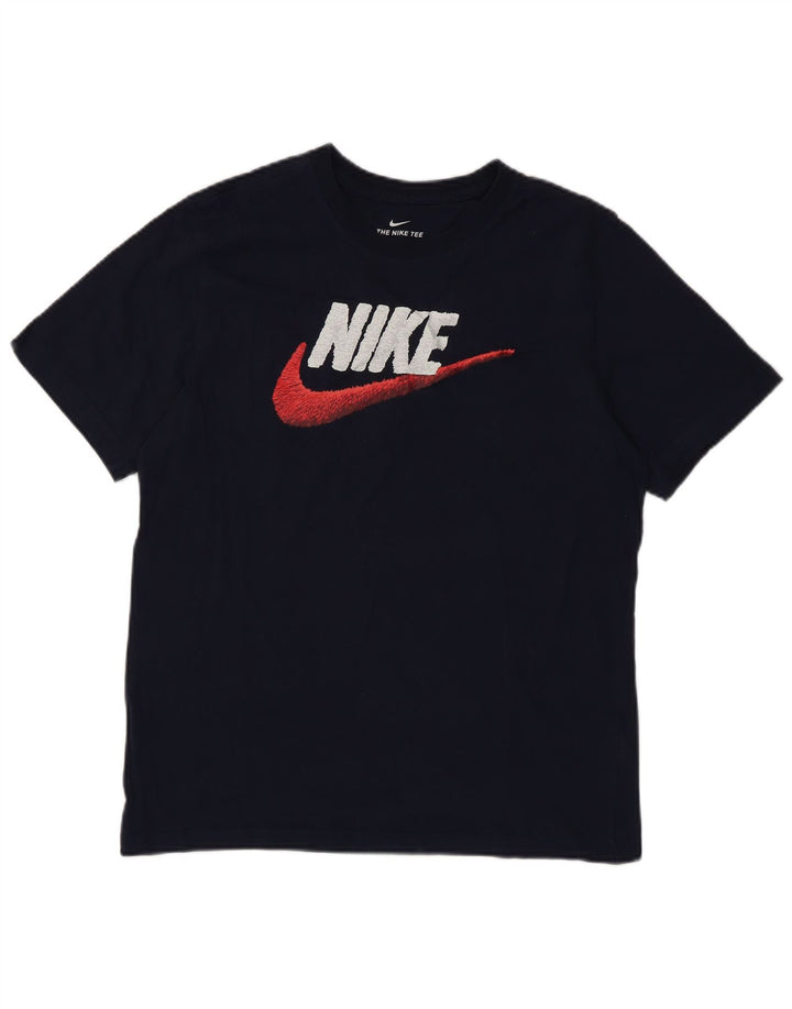 Nike Herren-T-Shirt mit Grafik, groß, marineblau, Baumwolle