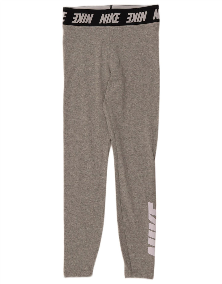 NIKE Damen Grafik-Leggings UK 8 Small Graue Baumwolle