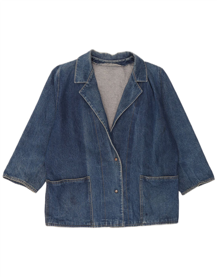 Vintage Damen Übergroße 2-Knopf-Jeans-Blazerjacke UK 18 XL Blau