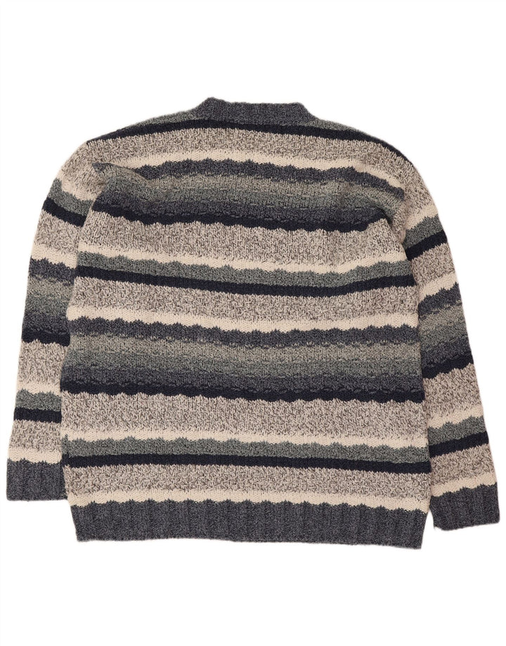 Luca D'altieri Herren-Pullover mit Rundhalsausschnitt, groß, marineblau gestreift