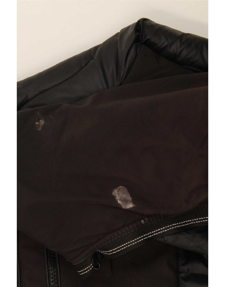 Blauer wattierte Herrenjacke mit Kapuze, UK 38, Mittelschwarz, Colourblock-Polyamid