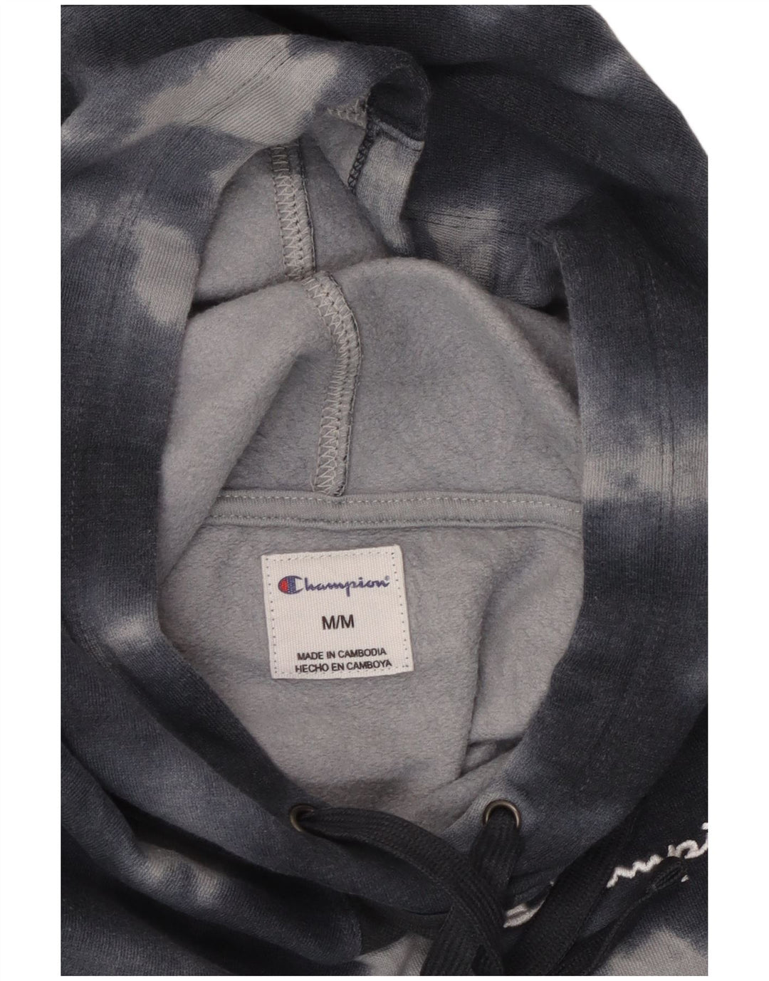 Champion Damen Crop Hoodie Pullover UK 14 Mittelschwarze Batik-Baumwolle