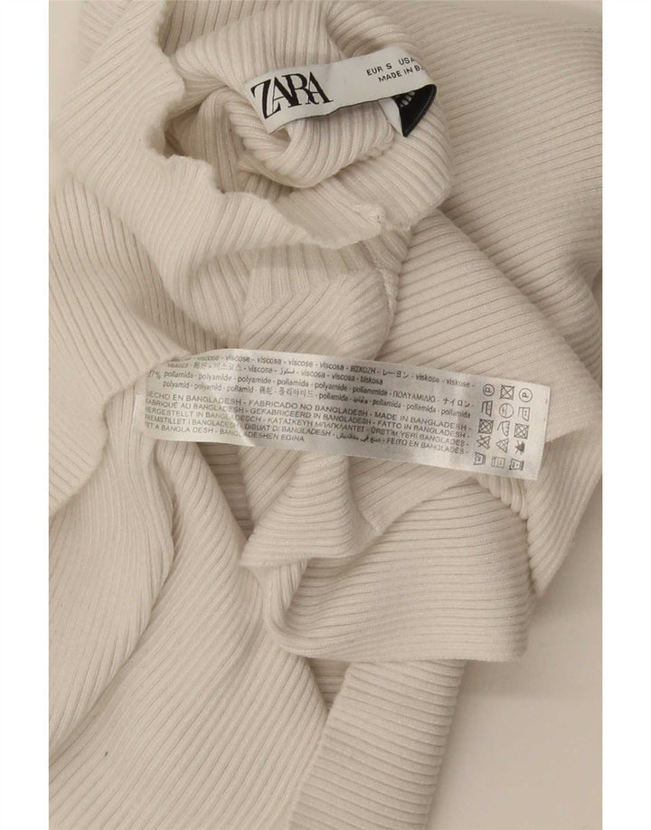 Zara Damen Weste Top UK 8 Small Weiße Viskose