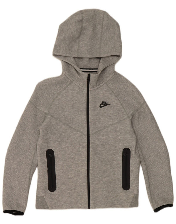 Nike Jungen-Kapuzenpullover mit Reißverschluss, 12–13 Jahre, groß, grau gefleckte Baumwolle