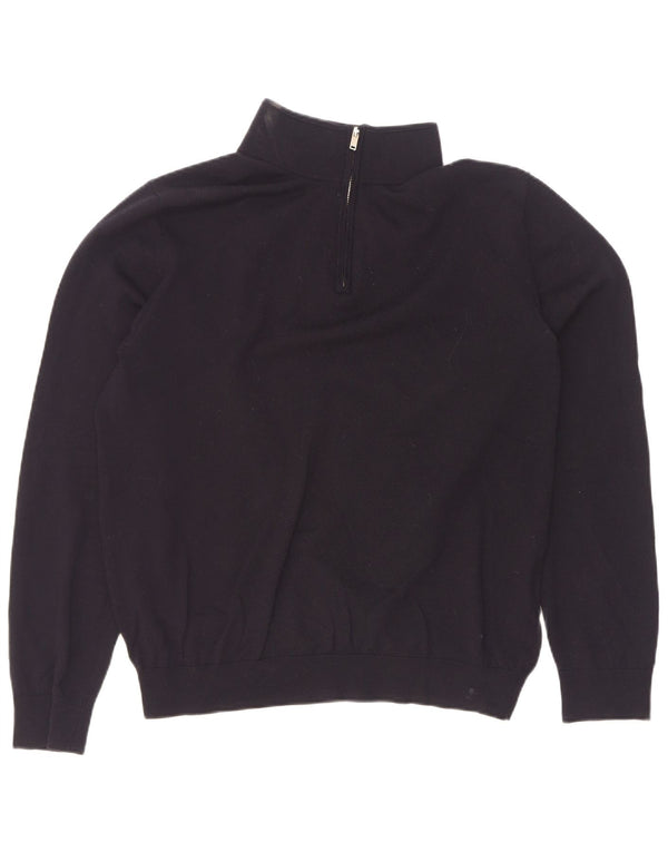 Reiss Herren-Pullover mit Reißverschluss, XL, schwarze Wolle