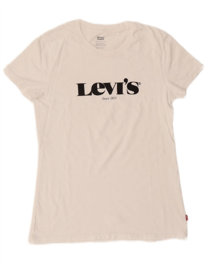 Levi's Damen Übergroßes Grafik-T-Shirt-Oberteil UK 2 2XS Weiß