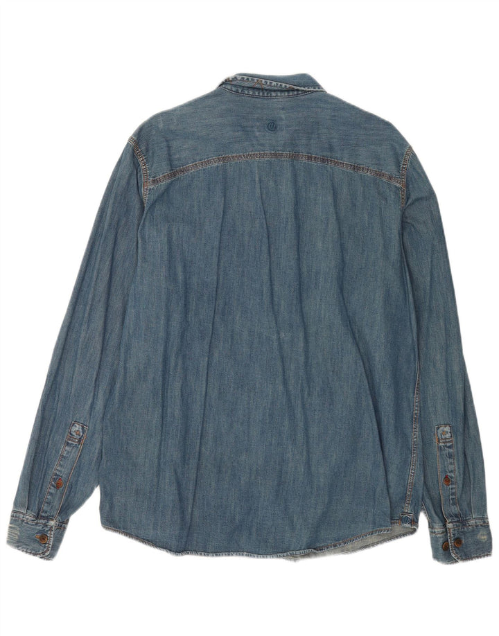 Fat Face Herren-Jeanshemd mit klassischer Passform, große blaue Baumwolle