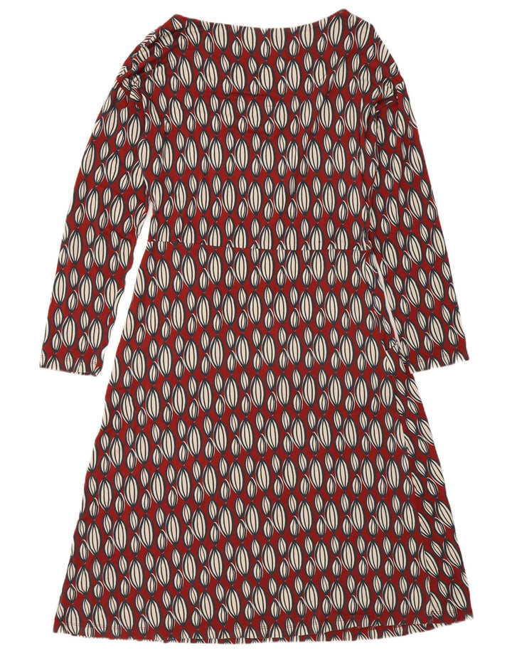 White Stuff Langärmliges A-Linien-Kleid für Damen, UK 12, mittelrot, geometrisch