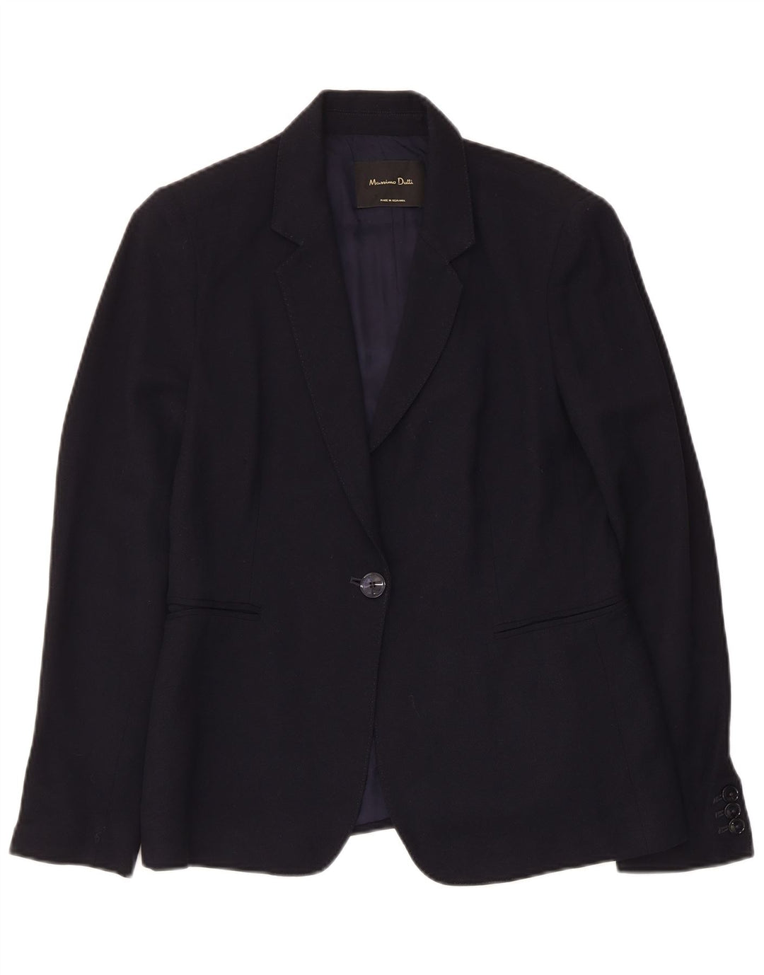 Massimo Dutti Damen 1-Knopf-Blazerjacke EU 40 Mittelmarineblaue Viskose