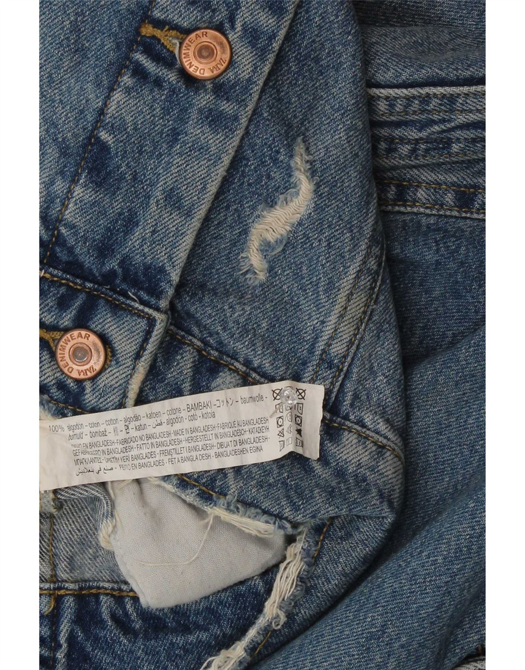 Zara Damen Jeansjacke im Distressed-Look, übergroß, UK 10, Größe S, Blau, Baumwolle
