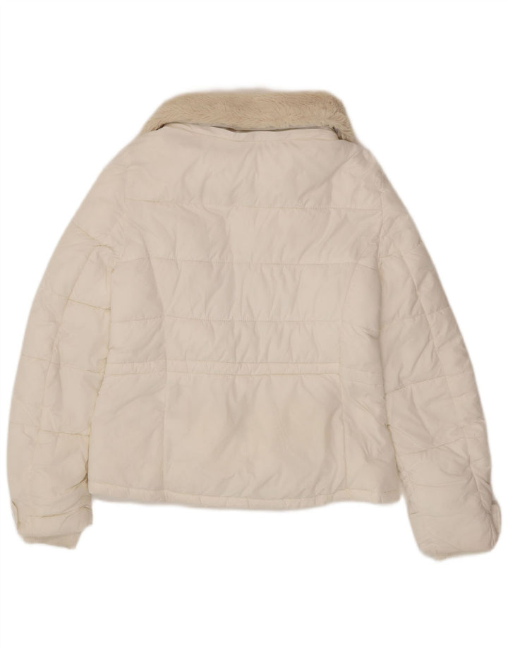 Zara Damen Wattierte Jacke UK 6 XS Weiß Polyamid