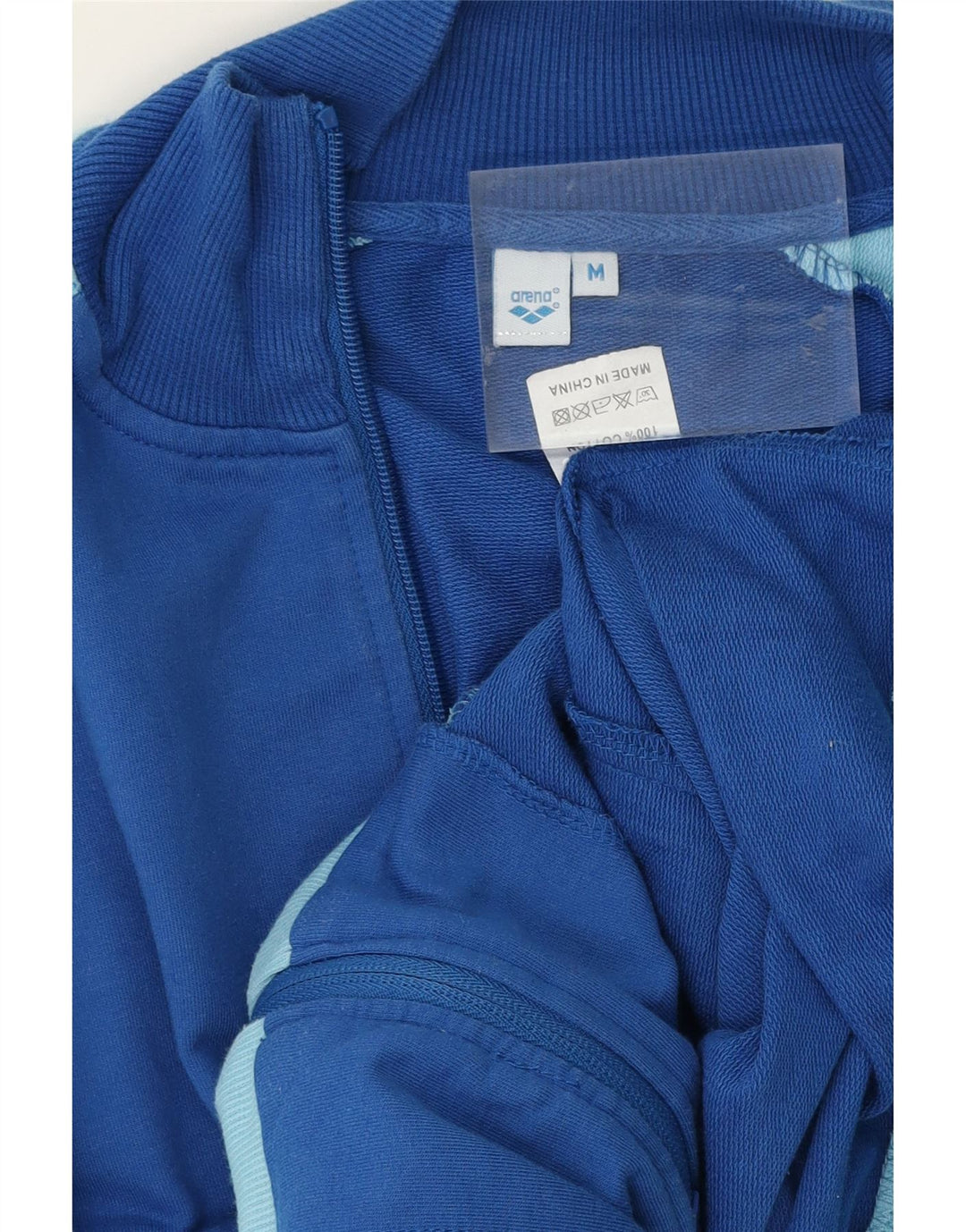 ARENA Womens Crop Tracksuit Top Jacket UK 12 Medium Blue Colourblock Vintage Arena and Second-Hand Arena from Messina Hembry 