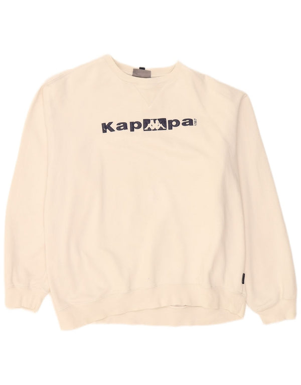 Kappa Mens Graphic Sweatshirt Jumper XL White Cotton