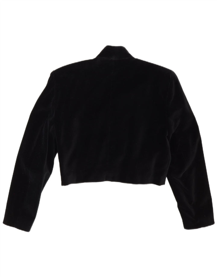 Max Dine Damen Samt-Bolerojacke IT 44 Mittelschwarze Baumwolle