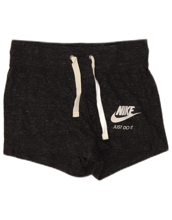 Nike Damen Graphic Sport Shorts UK 4 XS Grau gefleckte Baumwolle