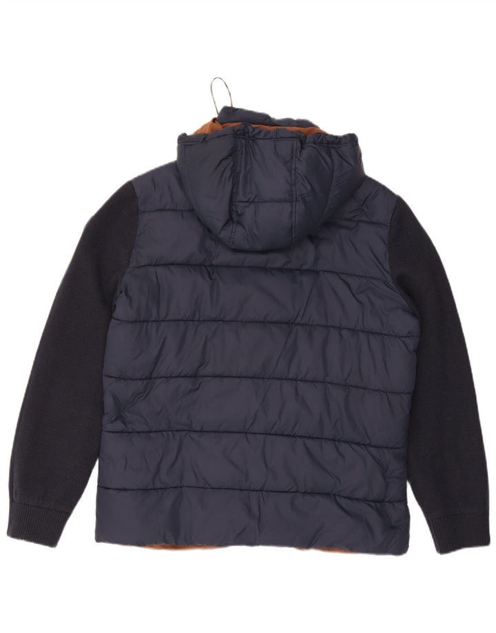 Fynch Hatton wattierte Herrenjacke mit Kapuze, UK 38, Mittel, Marineblau, Farbblock