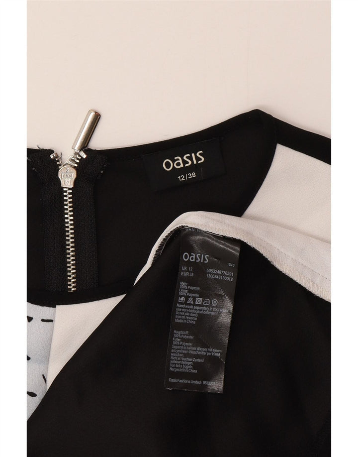 Oasis Damen-Etuikleid mit abstraktem Muster, UK 12, Mittelblau, Farbblock