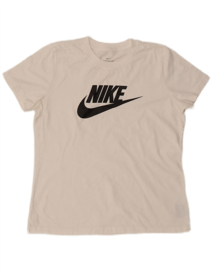 Nike Damen Graphic T-Shirt Top UK 14 Mittelweiße Baumwolle