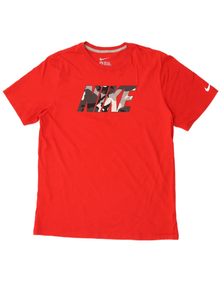Nike Herren-T-Shirt mit normaler Passform, Grafik, XL, rote Baumwolle