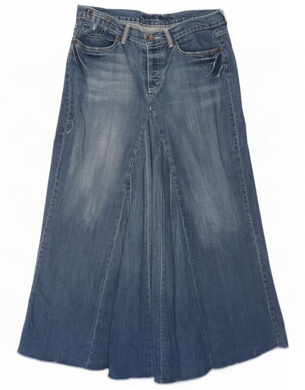 Marks & Spencer Damen Maxi-Jeansrock UK 12 Medium W30 Blaue Baumwolle
