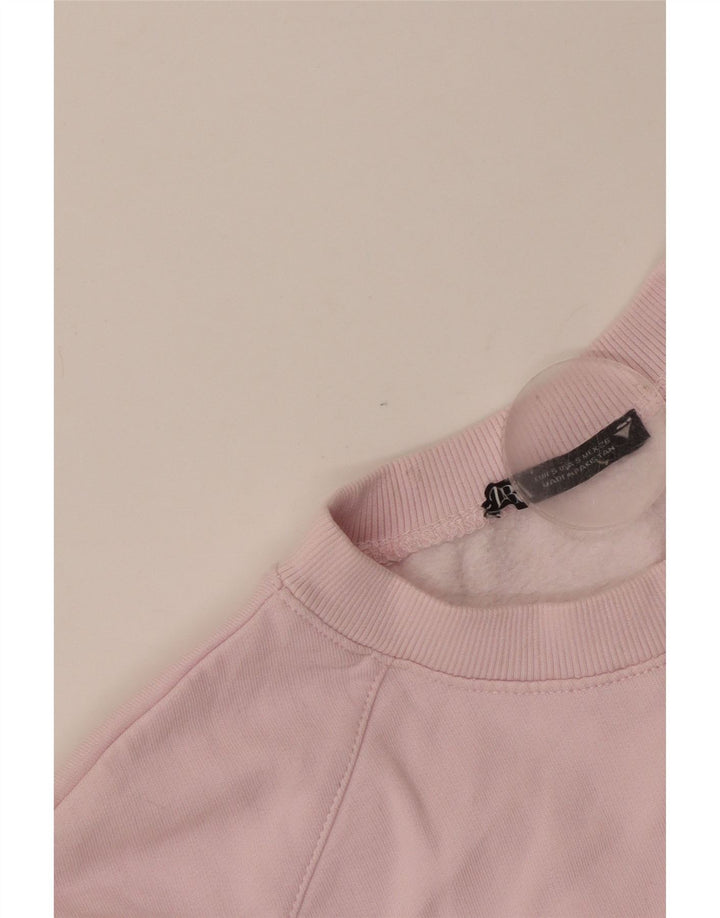 Zara Damen-Sweatshirt-Pullover, übergroß, bauchfrei, 3/4-Ärmel, Gr. 10, klein, Rosa