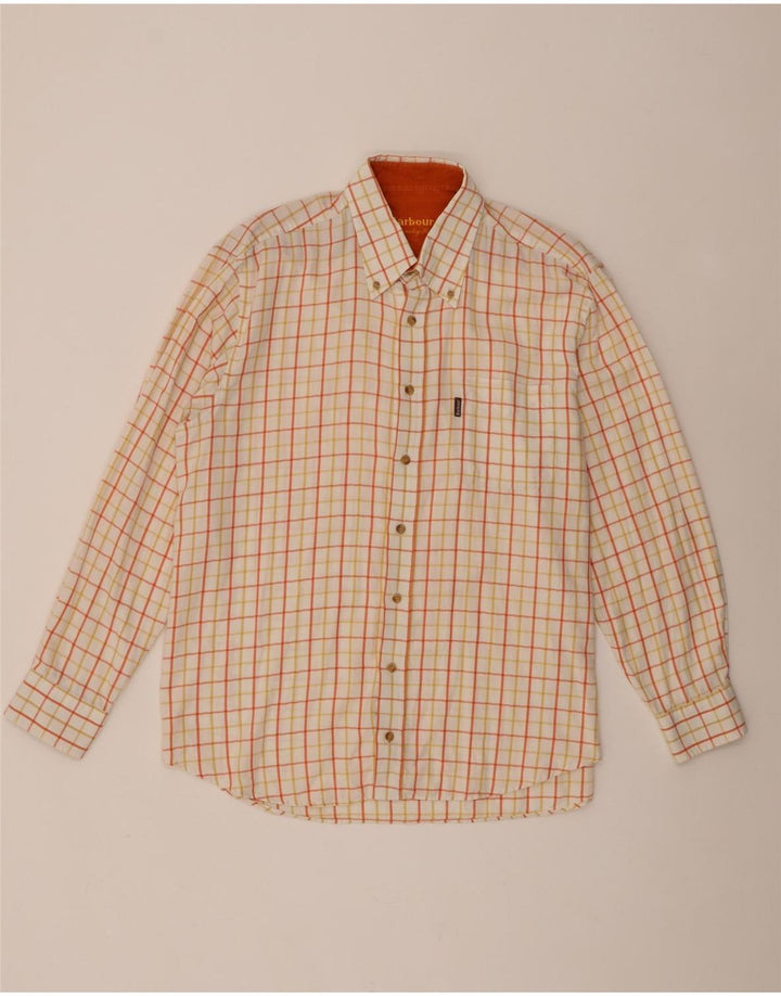 Barbour Herrenhemd XL Orange kariert Baumwolle