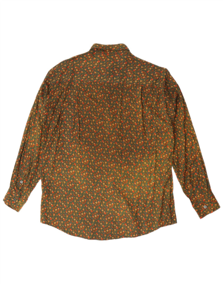 VINTAGE Herrenhemd Große Khaki Geometrische Viskose