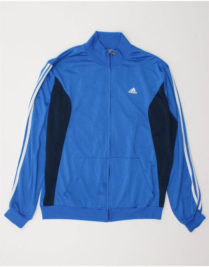 Adidas Herren-Trainingsanzug-Oberteiljacke UK 48/50 XL Blaues Colourblock-Polyester