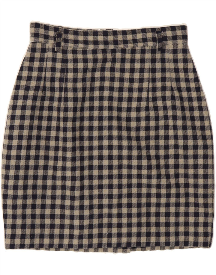 OUI SET Womens Pencil Skirt EU 36 Small W26  Navy Blue Gingham Polyester Vintage Oui Set and Second-Hand Oui Set from Messina Hembry 