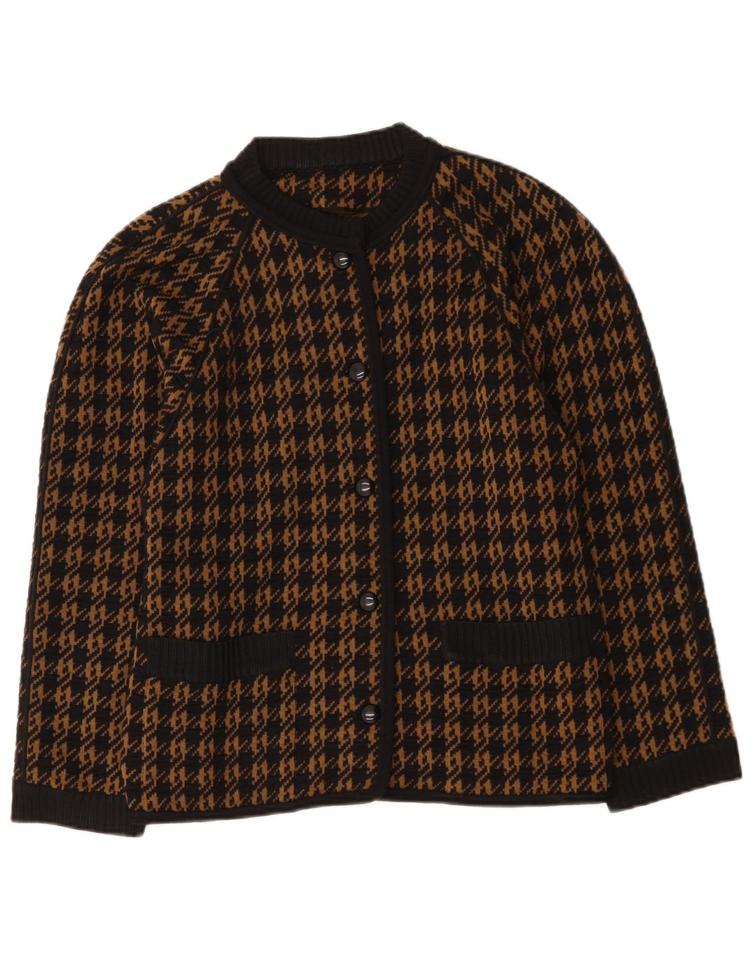 Vintage Damen Strickjacke IT 46 Große braune Hahnentrittwolle